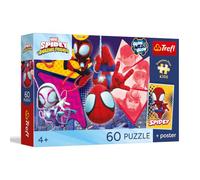 Trefl - Spidey and His Amazing Friends, Une Aventure Incroyable - Puzzle de 60 pièces - mettant en scène Les Personnages du Dessin animé, pour Les Enfants à partir de 4 Ans
