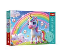 Trefl - The Treflik Family, Candy World - Puzzle 60 éléments - Puzzle coloré avec des Licornes, divertissant et Amusant pour Les Enfants de 4 Ans et Plus