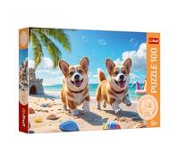Trefl - The Treflik Family, Corgi - Chien - Puzzle 100 pièces - Puzzles colorés avec des Animaux, Divertissement créatif, Amusement pour Les Enfants à partir de 5 Ans