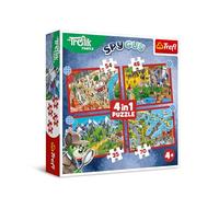 Trefl - The Treflik Family, Les Voyages de Treflik - Puzzle 4 en 1, 4 Puzzles, de 35 à 70 Pièces - Différents Niveaux de Difficulté, pour Les Enfants à partir de 4 Ans