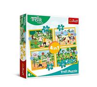 Trefl-The Treflik Family, Trefliki en Vacances - Puzzle 4 en 1, de 35 à 70 éléments - Puzzles colorés avec des Personnages du Dessin animé La Famille Trefliki, pour Les Enfants de Plus de 4 Ans