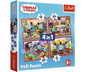 Trefl - Thomas & Friends, Super Tomek - Puzzle 3en1, 3 Casse-Têtes, de 12 à 24 éléments - Puzzle avec Les Héros de Conte de Fées Thomas et Ses Amis, Différent Niveau de Difficulté