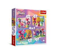 Trefl - Trolls Band Together, Aventures de Trolles Colorés - Puzzle 4en1, de 35 à 70 pièces - Puzzles Colorés avec des Personnages de Bande Dessinée, pour Les Enfants à partir de 4 Ans