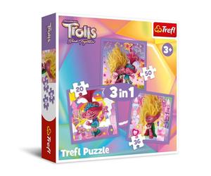 Trefl-Trolls Band Together, Découvrez Les Joyeux Trolles-Puzzles 3en1, de 20 à 50 Pièces - Puzzles Colorés avec des Personnages de Bande Dessinée, Loisir pour Les Enfants à partir de 3 Ans