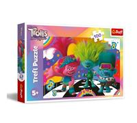 Trefl - Trolls Band Together, Trolles Amusants - Puzzle 100 Pièces - Puzzle Colorés avec des Personnages de Bande Dessinée, Divertissement Créatif, Loisir pour Les Enfants à partir de 5 Ans