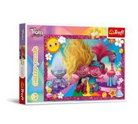 Trefl - Trolls Band Together, Trolles Brillants - Puzzles Pailletés 100 Pièces - Puzzles Brillants avec Poneys, Divertissement Créatif Loisir pour Les Enfants à partir de 5 Ans