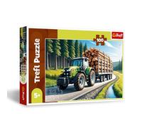 Trefl - Un Tracteur forestier - Puzzle 100 Pièces - Puzzle avec Véhicules, Divertissement Créatif, Loisir pour Les Enfants à partir de 5 Ans