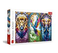 Trefl - Vitrail : Animaux - Puzzle 1000 éléments - Un Puzzle représentant Un Magnifique vitrail avec des Animaux Exotiques, pour Les Adultes et Les Enfants de Plus de 14 Ans
