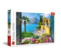 Trefl Vue sur Le lac de Côme - Puzzle de 1000 pièces - Jeu de Puzzle avec Une Vue Magnifique Depuis Une fenêtre sur la Campagne Italienne, pour Adultes et Enfants à partir de 14 Ans
