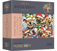 TREFL Wood Craft Origin puzzle Noël chiens 501 pièces