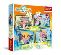 Trefl - Zootopia 2, Zootopia Plein d'aventures - Puzzle 4 en 1, 4 Puzzles, 35 à 70 pièces - Puzzles colorés avec des Personnages de Contes de fées, pour Le Plaisir des Enfants à partir de 4 Ans