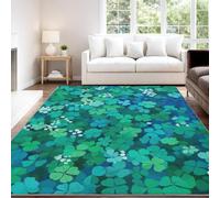 TrèFle à Quatre Feuilles Tapis 60x90 cm Impressions VéGéTales Moquette Antiderapant à Poils Courts Tapis 3D Lavable en Machine Convient aux EntréEs Couloirs et Portes d'Entrée b-1290