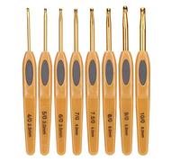 Trèfle Amour Crochet, 8 Pcs Crochet Crochet Outils À Tricoter En Aluminium Ergonomique Chandail Aiguilles Brun Poignée En Plastique