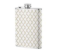 Trèfle élégant noir, blanc et or,Flasque de poche plate de 8 oz en acier inoxydable 304, idéale pour les activités de plein air.