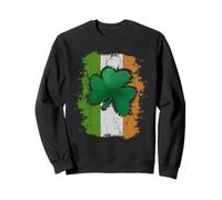 Trèfle Porte-Bonheur avec Drapeau Irlandais Vieilli Sweatshirt