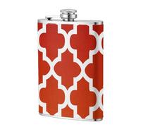 Trèfle rouge foncé et blanc,Flasque de poche plate de 8 oz en acier inoxydable 304, idéale pour les activités de plein air.