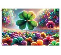 Trèfles Shamrock Green Field Saint-Patrick Drapeaux Décoratifs D'Extérieur 90X150Cm Double Face Drapeaux Décoratifs D'Extérieur Couleurs Éclatantes Bannière De Jardin Pour Jardin Porte