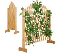 Treillage jardin brun 180x107cm support plantes grimpantes brise-vue pliable Clôture de jardin treillis extensible Bois Pare-vue