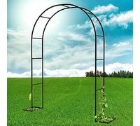 Treillis Arceau de Jardin Noir Antirouille, Métal Facile à Installer pour Clématite & Vigne, Portique Décoration Patio Extérieur Balcon Jardin, Structure Fer Durable,W240*H220cm