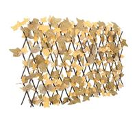 Treillis avec feuilles d'érable artificielles, extensible, 180 x 60 cm, brise-vue en PVC et bois, pour jardin, terrasse, balcon, décoration, orange