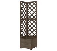 Treillis d'angle avec Jardinière en Bois de Sapin Massif, Design Pratique, Jardinière Extérieure, Jardinière de Balcon, Pot de Fleur Extérieur, Gris, 40x40x150 cm