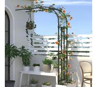 Treillis d'arche de jardin demi-côté pour plantes grimpantes de patio, arche de mariage en plein air, tonnelle de jardin en métal avec tuyau en acier recouvert de plastique(120x240x40CM/3.9x7.9x1.3ft)