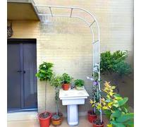 Treillis d'arche de jardin en métal blanc de 2,4 m - En acier robuste - Pergola pour plantes grimpantes - Cadre de support mural pour mariage, terrasse et cour - 90 x 240 cm (l x H)