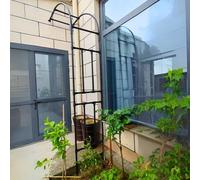 Treillis d'arche de jardin en métal robuste de 2,4 m - Grande tonnelle murale pour plantes grimpantes - Cadre de support pour pergola de mariage - En acier noir - Parfait pour les patios et les cours