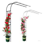 Treillis d'arche de jardin, pergola blanche pour plantes grimpantes, largeur réglable 60-300 cm, hauteur 240 cm, parfaite pour le soutien des roses et la décoration extérieure, et élégante.