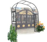 Treillis de jardin, arche en métal, robuste, tonnelle d'extérieur pour diverses plantes grimpantes, facile à assembler, stable, L 2,6 m x H 2,3 m, l 3 m x H 2,3 m, l 3,4 m x H 2,3 m (noir, l (2,6 m)