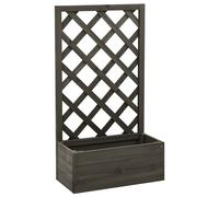 Treillis De Jardin Avec Boîte À Fleurs Détachable Grise 50x25x90 Cm Bois De Sapin Massif Gris