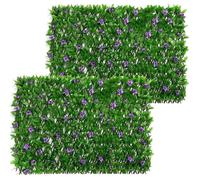 Treillis De Jardin avec Feuilles Artificielles,Mur De Haie,Clôture D'intimité Extensible, Haie Feuillage Artificiel avec Fleur