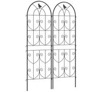 Outsunny Support pour Plantes grimpantes avec Oiseaux, Lot de 2, Treillis de Jardin, pour légumes, vignes, Fleurs, en métal, 50 x 150 cm, Noir