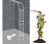 Treillis de jardin en demi-arche de 2,4 m de haut, arche murale décorative réglable de 0,63 m de large avec attaches de câble pour terrasse et paysage (blanc 270 x 45 x 240 cm)