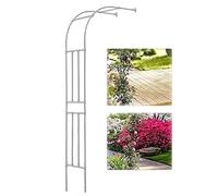 Treillis de jardin en demi-arche en métal blanc pour plantes grimpantes - Pergola résistante aux intempéries avec paroi latérale - Parfait pour les mariages et les célébrations - Dimensions : 220 x