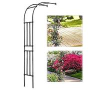 Treillis de jardin en demi-arche en métal noir pour plantes grimpantes, pergola résistante aux intempéries avec paroi latérale, décoration de mariage et tonnelle d'extérieur 120 x 240 x 40 cm