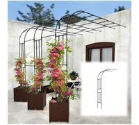 Treillis de jardin en métal robuste pour plantes grimpantes 2,4 x 2,4 m Support de rose Design demi-arche Hauteur réglable 0,6 à 3 m Idéal pour les terrasses et les jardins