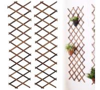 Treillis De Jardin Extensible, 2 Pièces Support De Jardinière en Treillis Extensible, Jardinières Murales en Treillis en Bois, Treillis Bois Extensible, Treillis Extensible en Bois pour Vignes Fleurs