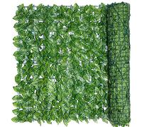Treillis de jardin extensible avec feuilles artificielles - Panneau décoratif pour clôture de jardin et balcon
