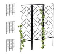 Treillis de Jardin, métal, Lot de 12, à Planter, Support pour Plantes grimpantes, 122x31 cm, Jardin, Noir