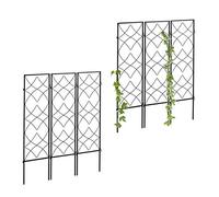 Treillis de Jardin, métal, Lot de 6, à Planter, Support pour Plantes grimpantes, 122x31 cm, Jardin, Noir