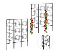 Treillis de Jardin, métal, Lot de 6, à Planter, tuteur pour Plantes grimpantes, 122 x 30,5 cm, Jardin, Noir