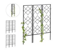 Treillis de Jardin, métal, Lot de 9, à Planter, Support pour Plantes grimpantes, 122x31 cm, Jardin, Noir