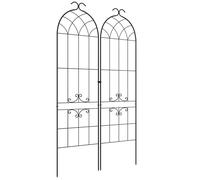 Outsunny Lot de 2 Treillis de Jardin, Support pour Plantes grimpantes en métal, 50L x 181H cm, Noir