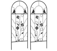 Outsunny Treillis de Jardin Lot de 2 Support pour Plantes grimpantes en métal - 38 x 98 cm Noir