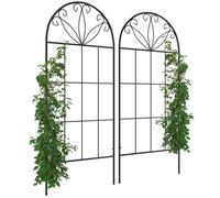 Outsunny Treillis de Jardin Lot de 2 Support pour Plantes grimpantes en métal - 51 x 120 cm Noir