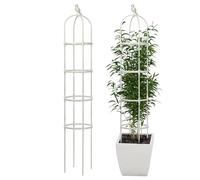 Treillis de Jardin pour Plantes grimpantes, Tuyau en métal antirouille avec Support Robuste de 1,8 m, Support de Plantes en Pot pour extérieur et intérieur (Blanc)