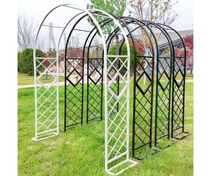 Treillis de jardin robuste en métal zingué pour plantes grimpantes, support de plantes résistant aux intempéries, 140-380 cm, options de hauteur, idéal pour une utilisation en extérieur (blanc, 280 x