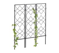 Treillis de Jardin, métal, Lot de 12, à Planter, Support pour Plantes grimpantes, 122x31 cm, Jardin, Noir