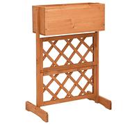 Treillis de jardin surélevé en plein air, bac à légumes et herbes, plate-bande surélevée pour la terrasse dans la cour arrière, avec jardinière orange, 45 x 30 x 74 cm, bois de sapin